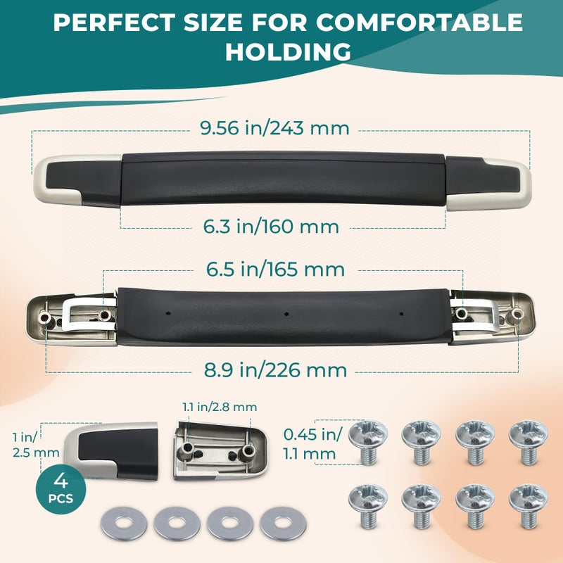 ZOKLU 2 Pcs Luggage Handle Replacement â€“ Durable Suitcase Handle Replacement with Screws, Fits Holes 8.9" Apart, Overall Length 9.56", One Size for Suitcases, Bags, Briefcases â€“ Easy for Luggage Repairs - Image 2